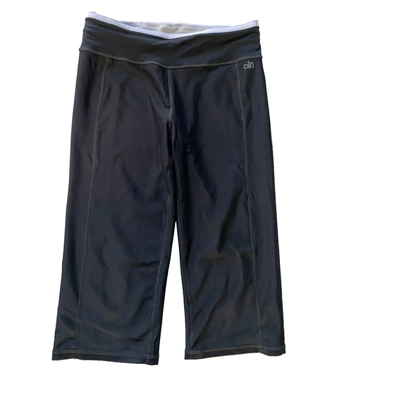 Alo Yoga Leggings Womens Medium Black Cool Fit Cropped Wide Leg Reversible Pants - Picture 6 of 11